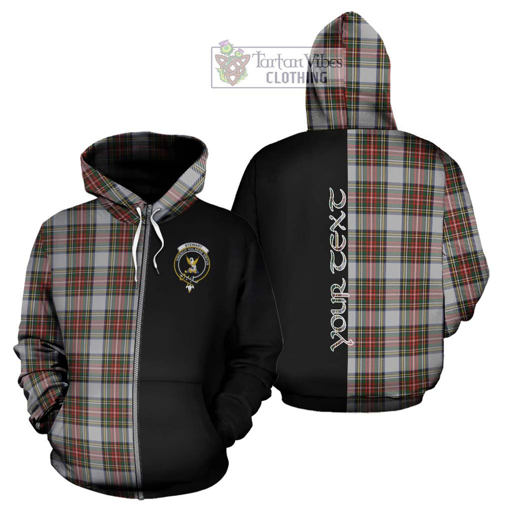 Stewart Dress Tartan Hoodie with Family Crest and Half Of Me Style - Tartanvibesclothing Shop