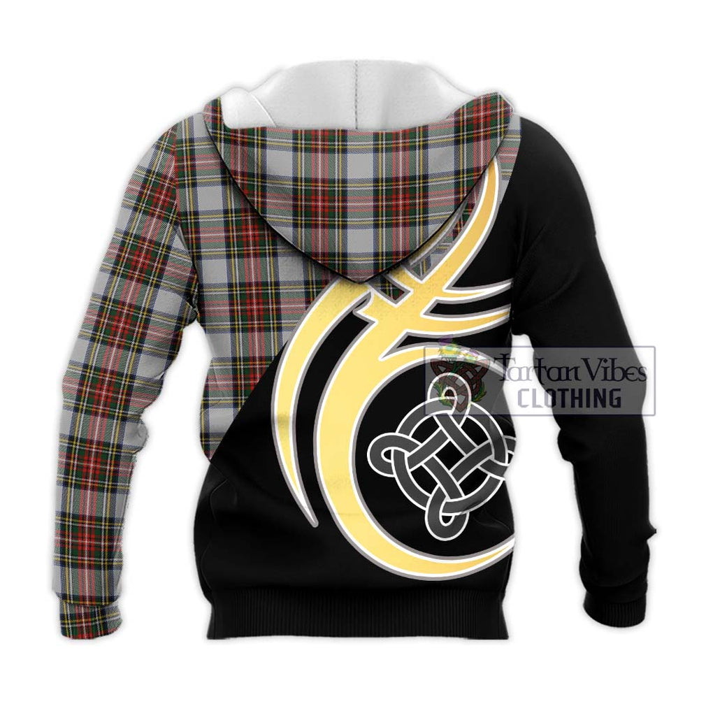 Stewart Dress Tartan Knitted Hoodie with Family Crest and Celtic Symbol Style - Tartan Vibes Clothing