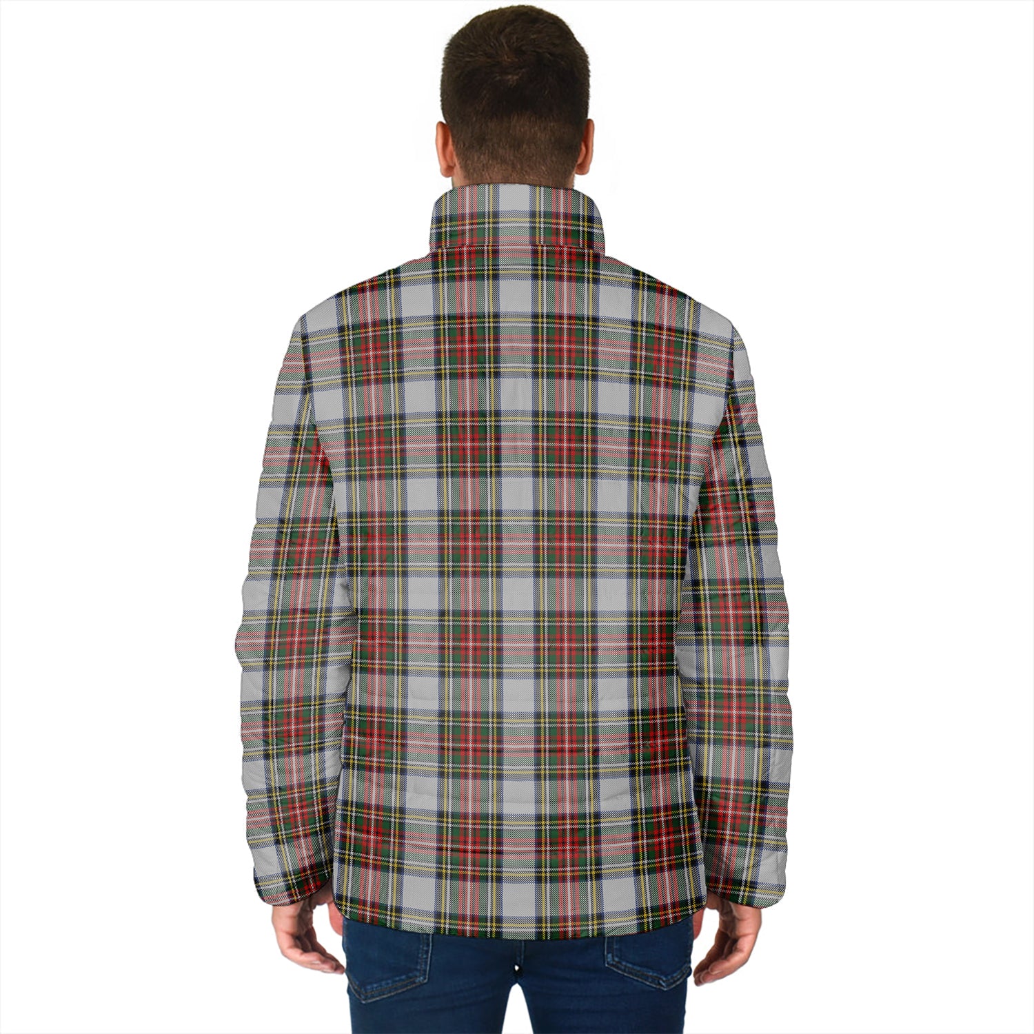 Stewart Dress Tartan Padded Jacket with Family Crest - Tartan Vibes Clothing