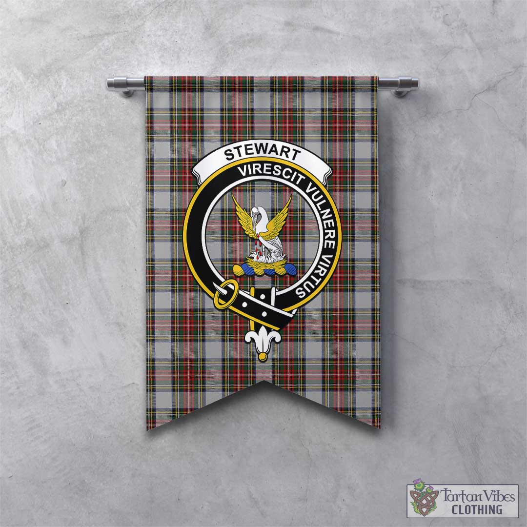 Tartan Vibes Clothing Stewart Dress Tartan Gonfalon, Tartan Banner with Family Crest