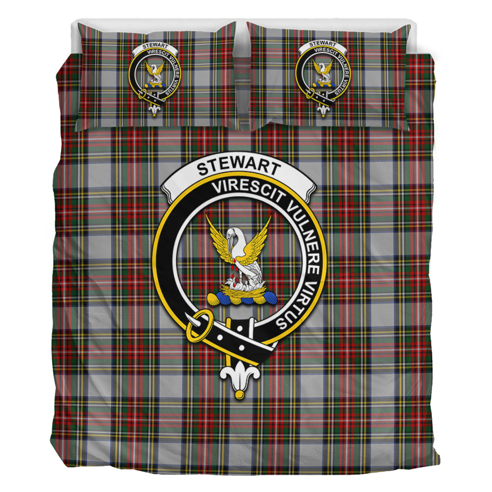 Stewart Dress Tartan Bedding Set with Family Crest - Tartan Vibes Clothing