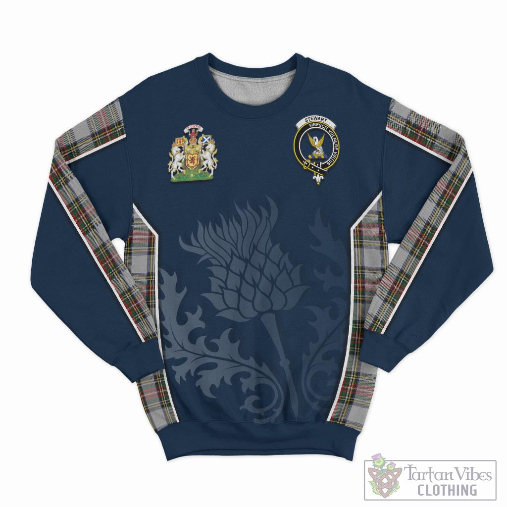 Tartan Vibes Clothing Stewart Dress Tartan Sweatshirt with Family Crest and Scottish Thistle Vibes Sport Style