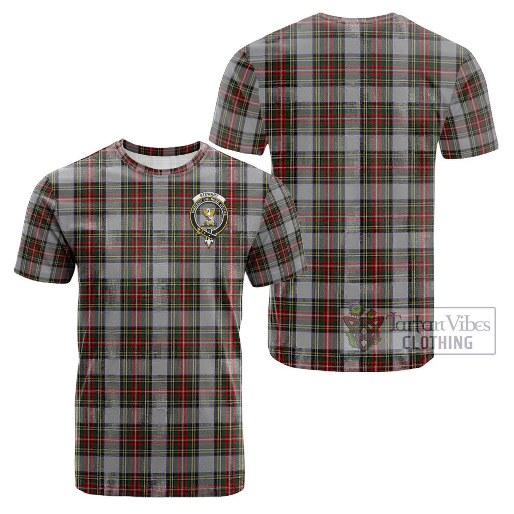 Stewart Dress Tartan Cotton T-Shirt with Family Crest Kid's Shirt - Tartanvibesclothing Shop