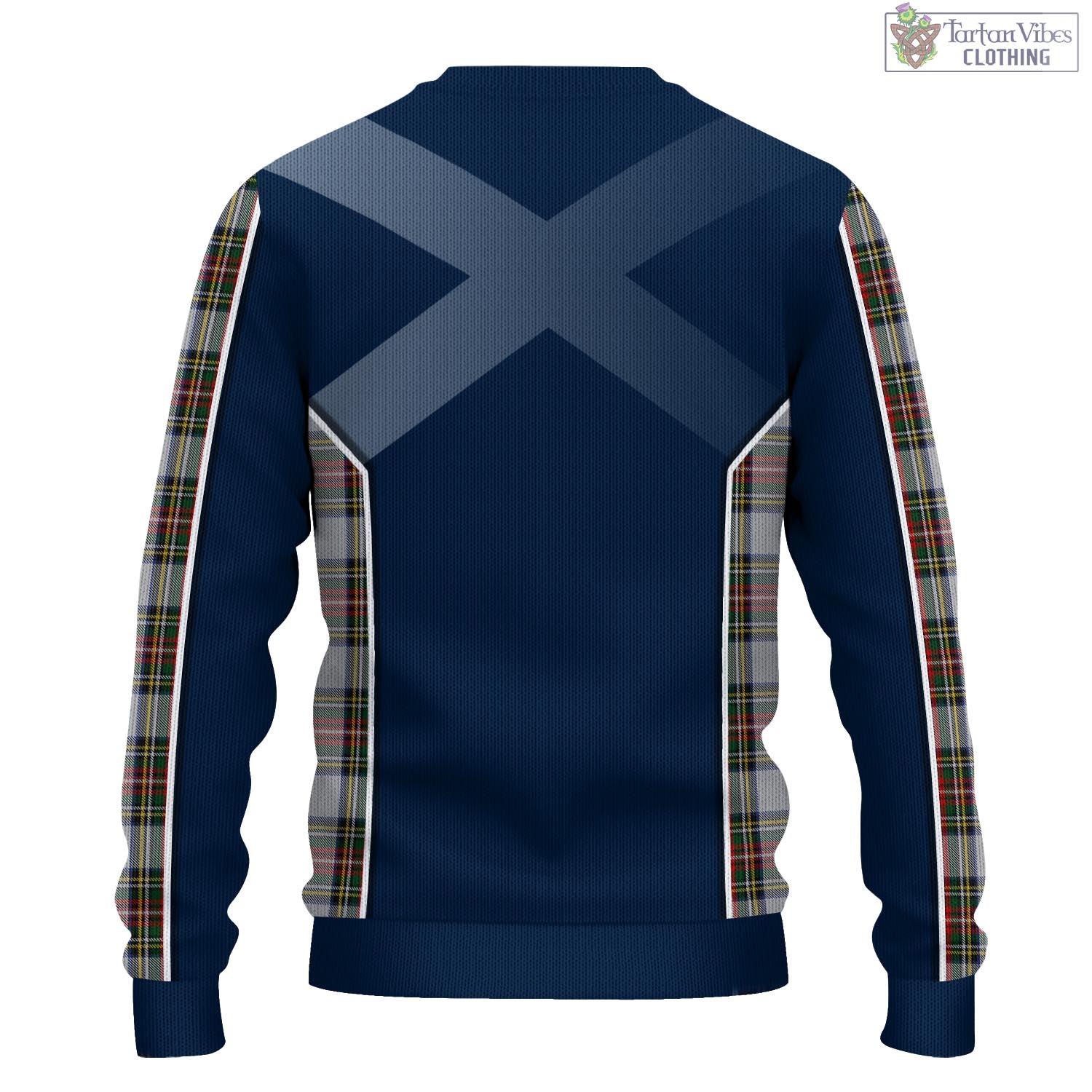 Tartan Vibes Clothing Stewart Dress Tartan Knitted Sweatshirt with Family Crest and Scottish Thistle Vibes Sport Style