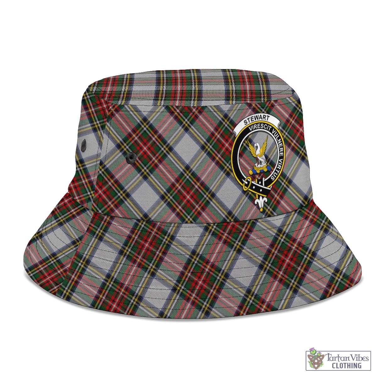 Tartan Vibes Clothing Stewart Dress Tartan Bucket Hat with Family Crest