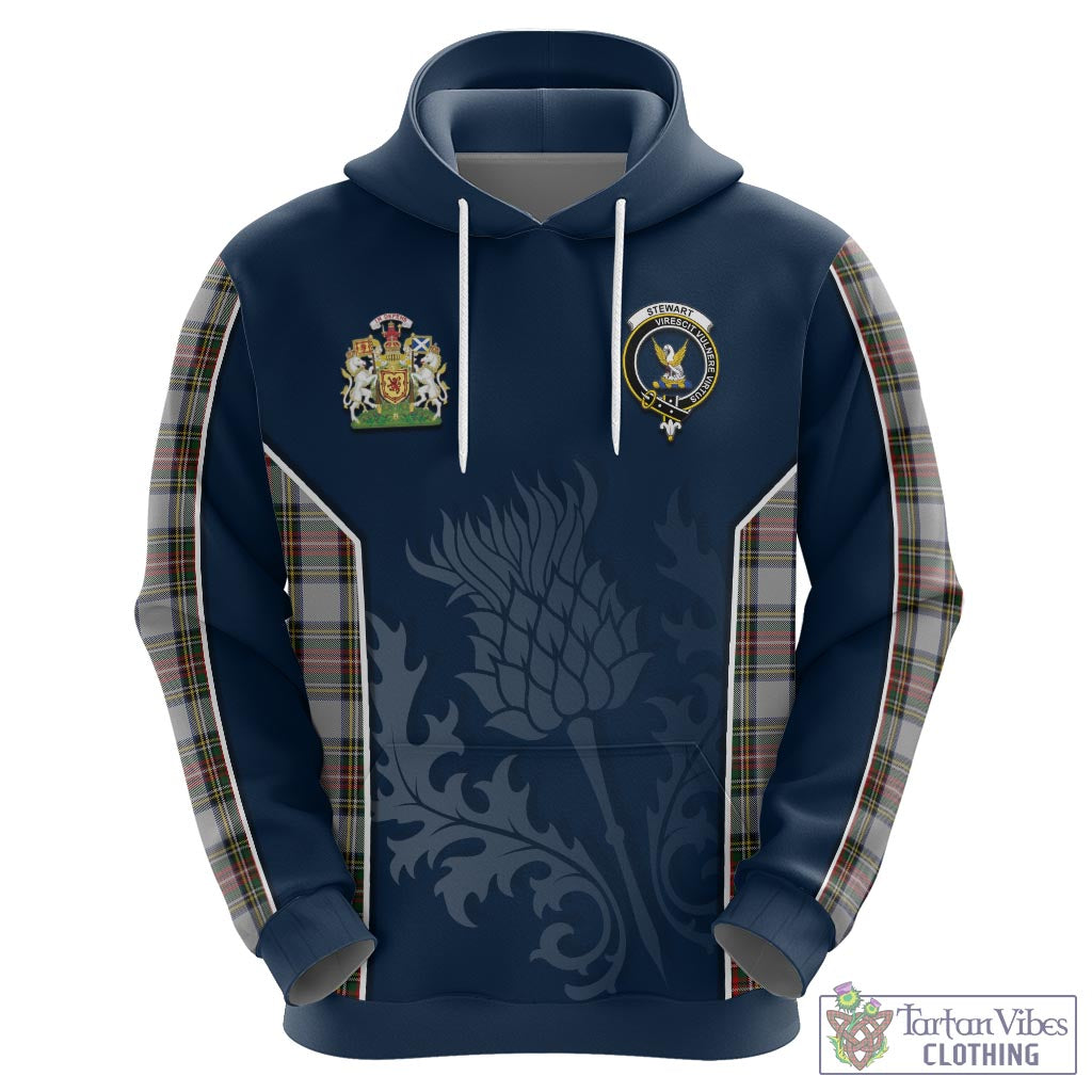 Tartan Vibes Clothing Stewart Dress Tartan Hoodie with Family Crest and Scottish Thistle Vibes Sport Style