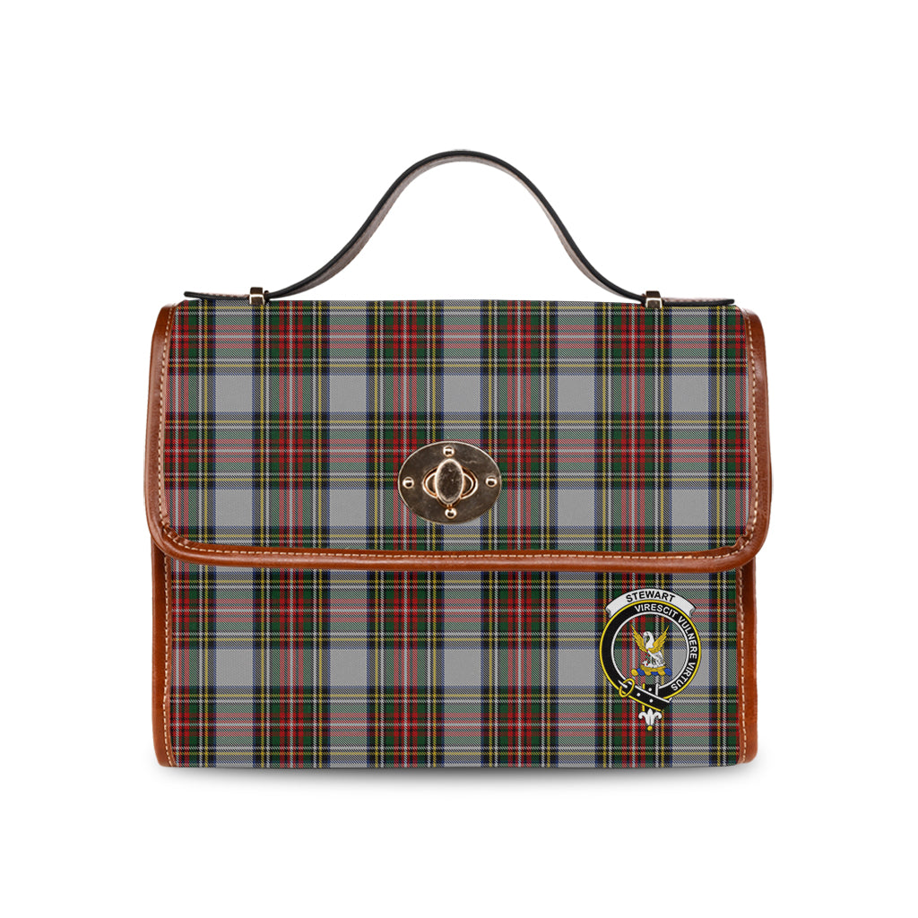 stewart-dress-tartan-leather-strap-waterproof-canvas-bag-with-family-crest