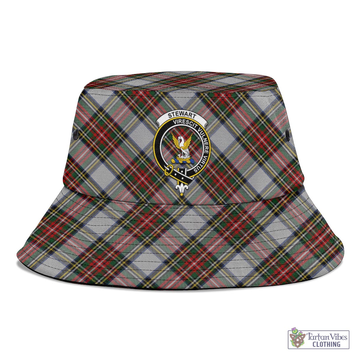 Tartan Vibes Clothing Stewart Dress Tartan Bucket Hat with Family Crest