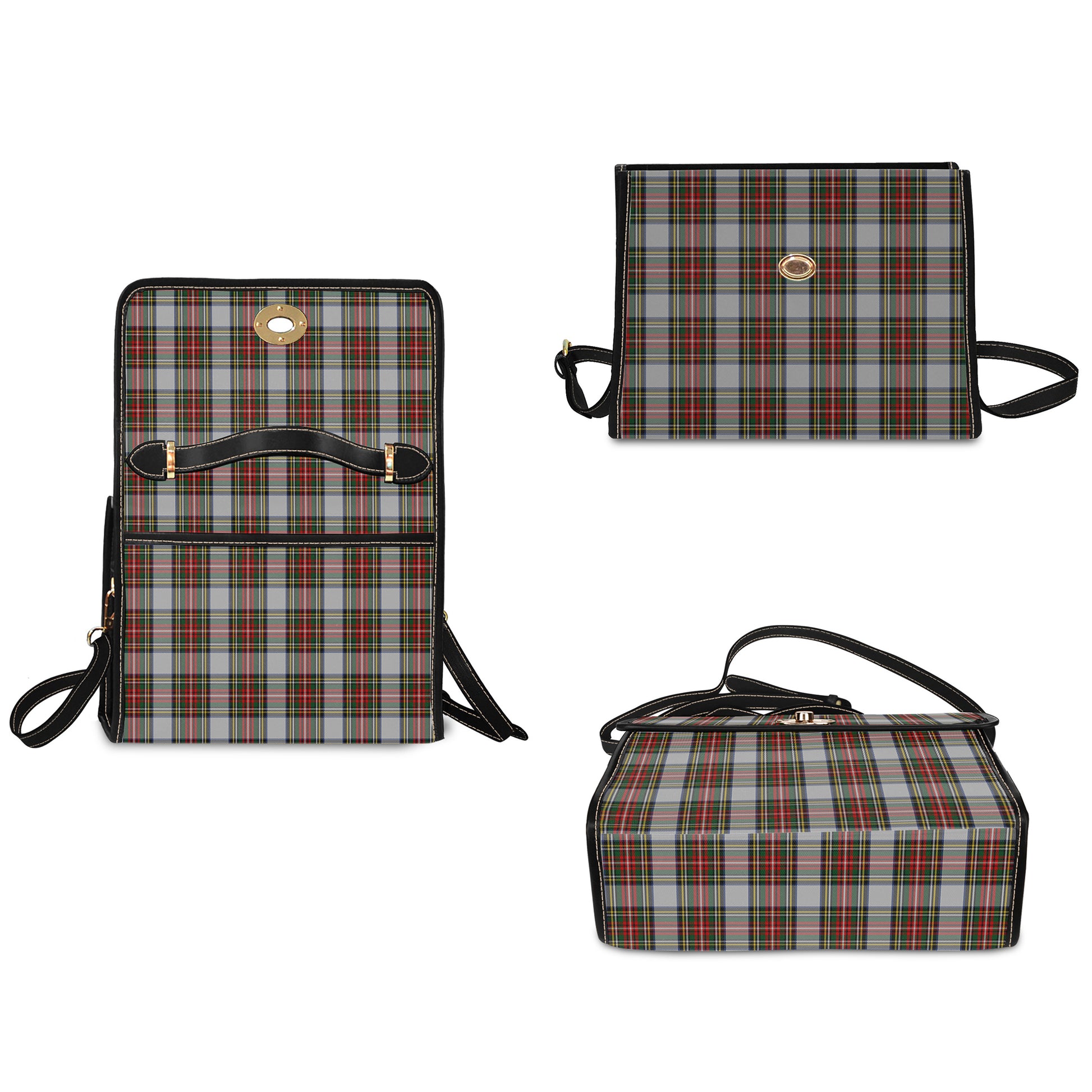 Stewart Dress Tartan Leather Strap Waterproof Canvas Bag - Tartanvibesclothing