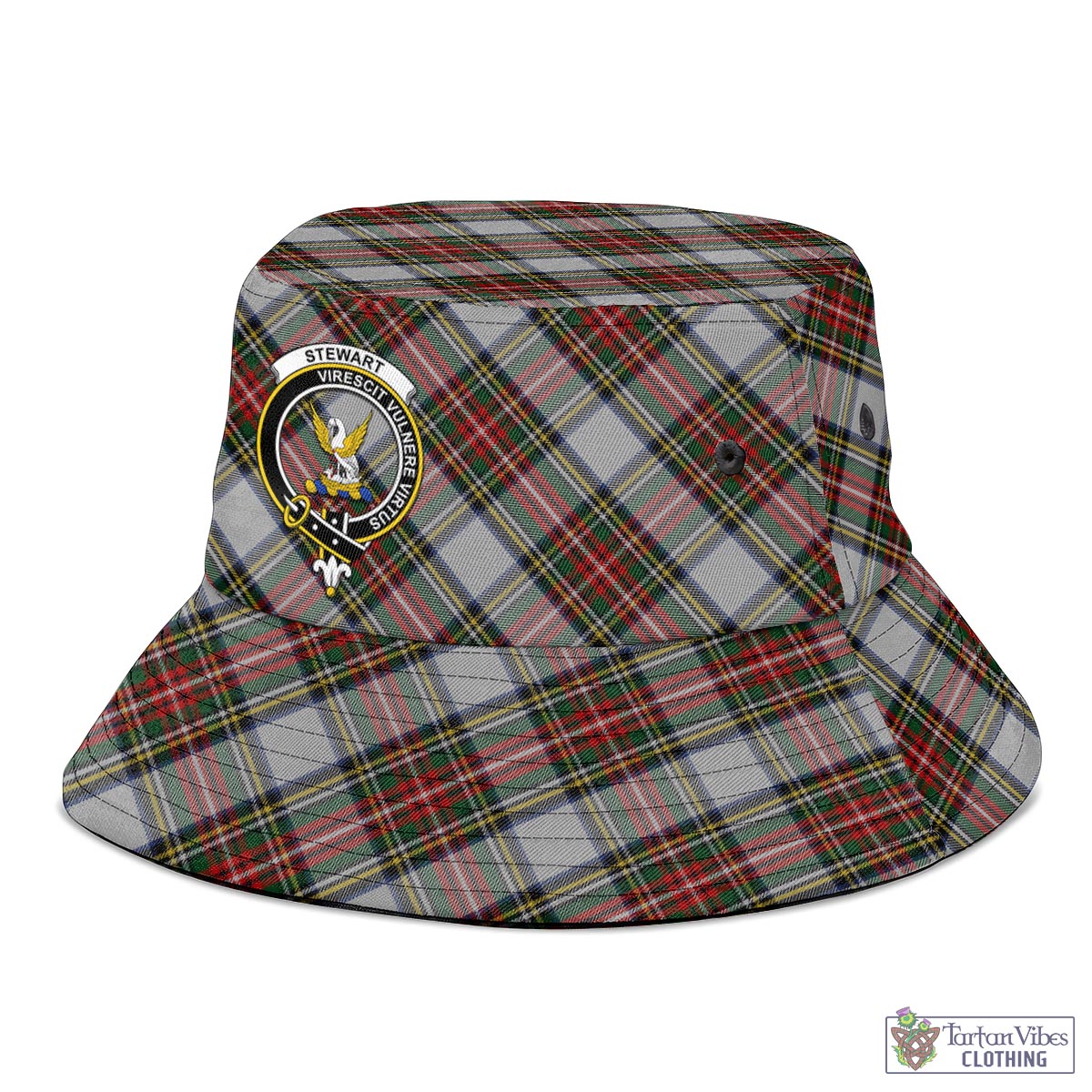 Tartan Vibes Clothing Stewart Dress Tartan Bucket Hat with Family Crest