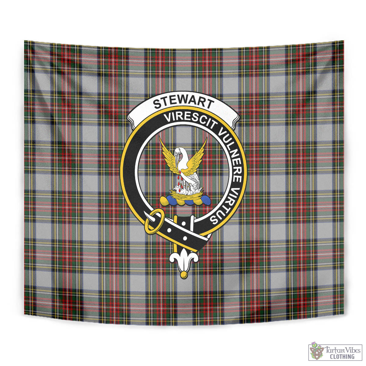 Tartan Vibes Clothing Stewart Dress Tartan Tapestry Wall Hanging and Home Decor for Room with Family Crest