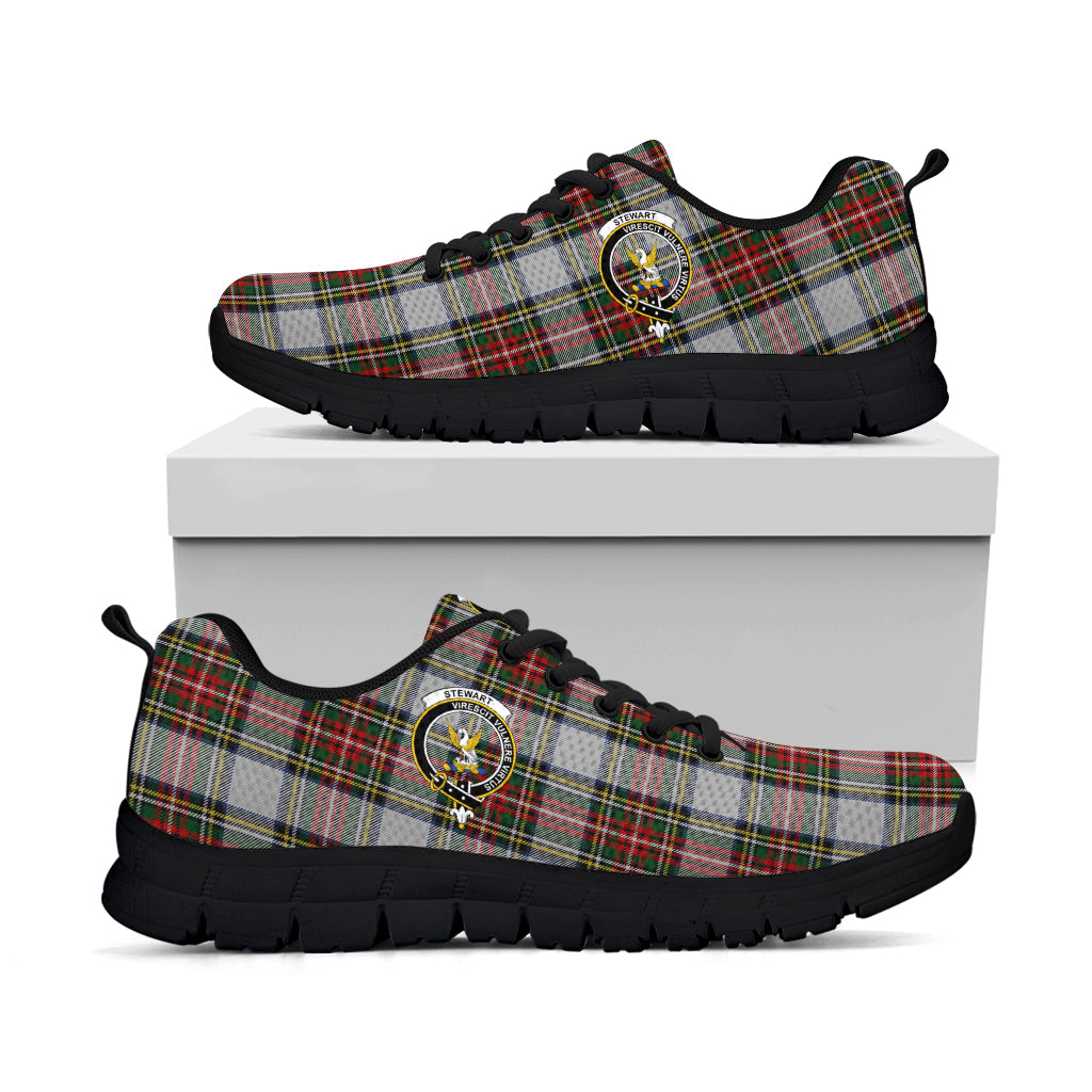 Stewart Dress Tartan Sneakers with Family Crest - Tartan Vibes Clothing