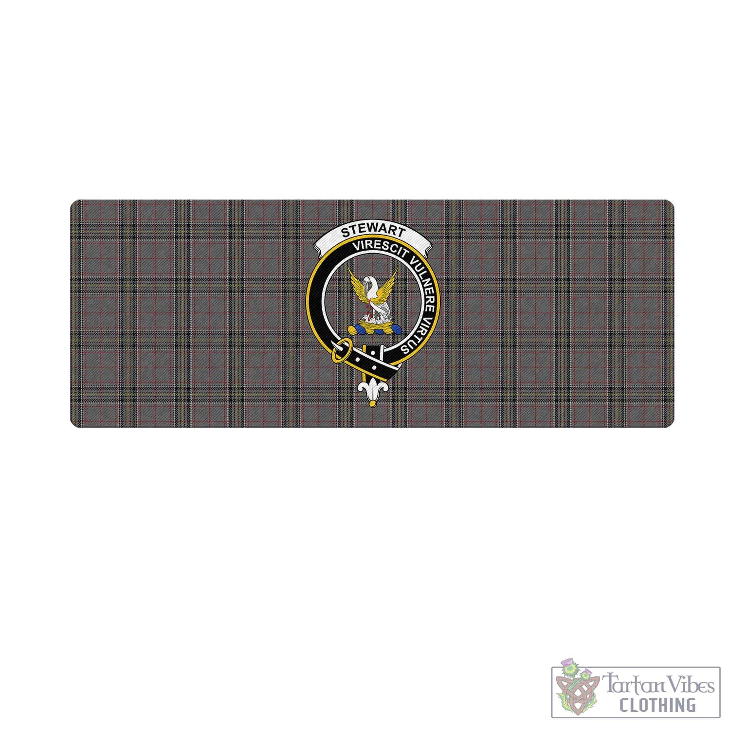 Tartan Vibes Clothing Stewart Grey Tartan Mouse Pad with Family Crest