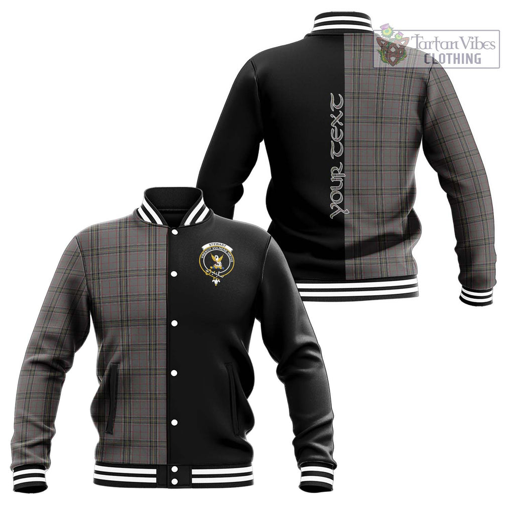 Stewart Grey Tartan Baseball Jacket with Family Crest and Half Of Me Style Unisex - Tartanvibesclothing Shop