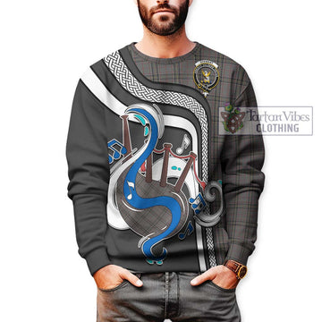 Stewart Grey Tartan Sweatshirt with Epic Bagpipe Style