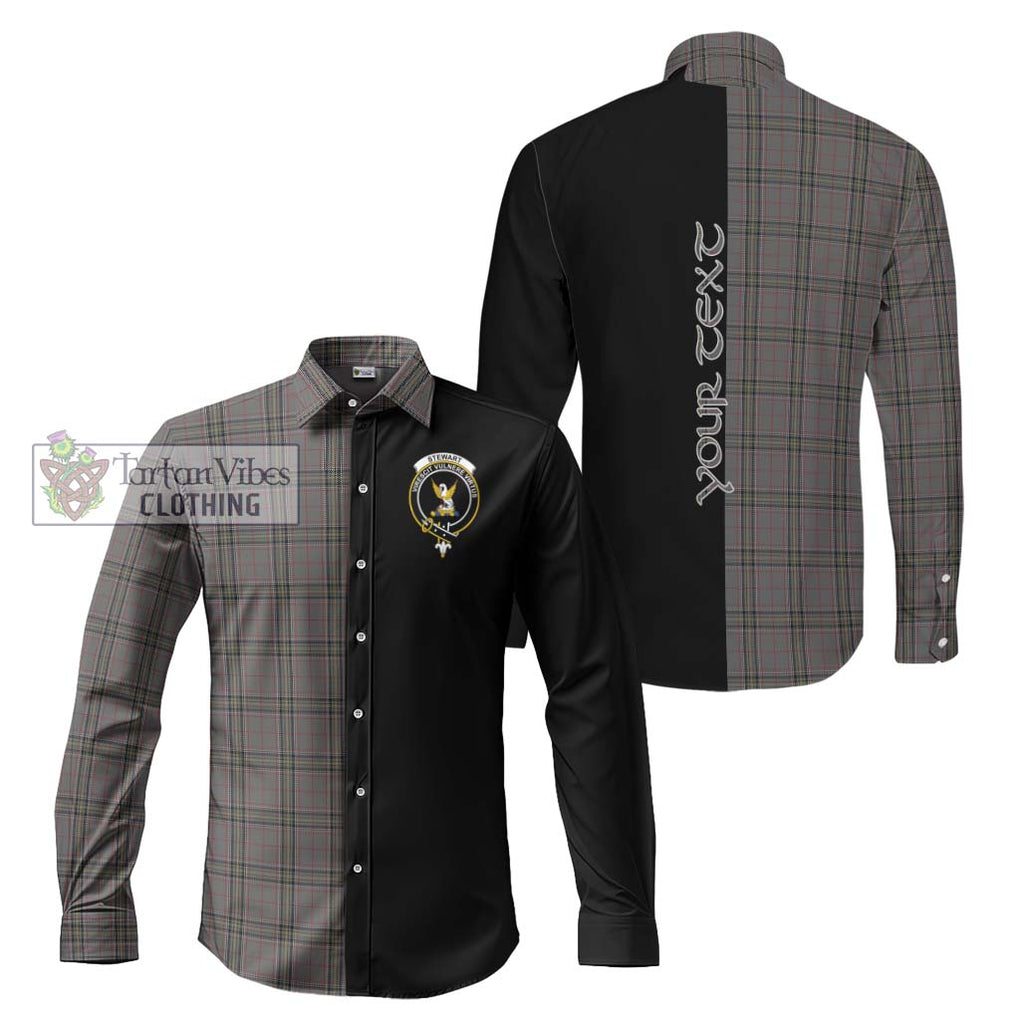 Stewart Grey Tartan Long Sleeve Button Shirt with Family Crest and Half Of Me Style Men's Shirt S - Tartanvibesclothing Shop