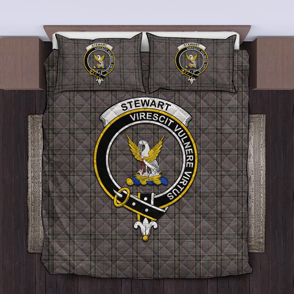 Stewart Grey Tartan Quilt Bed Set with Family Crest Twin - Tartan Vibes Clothing