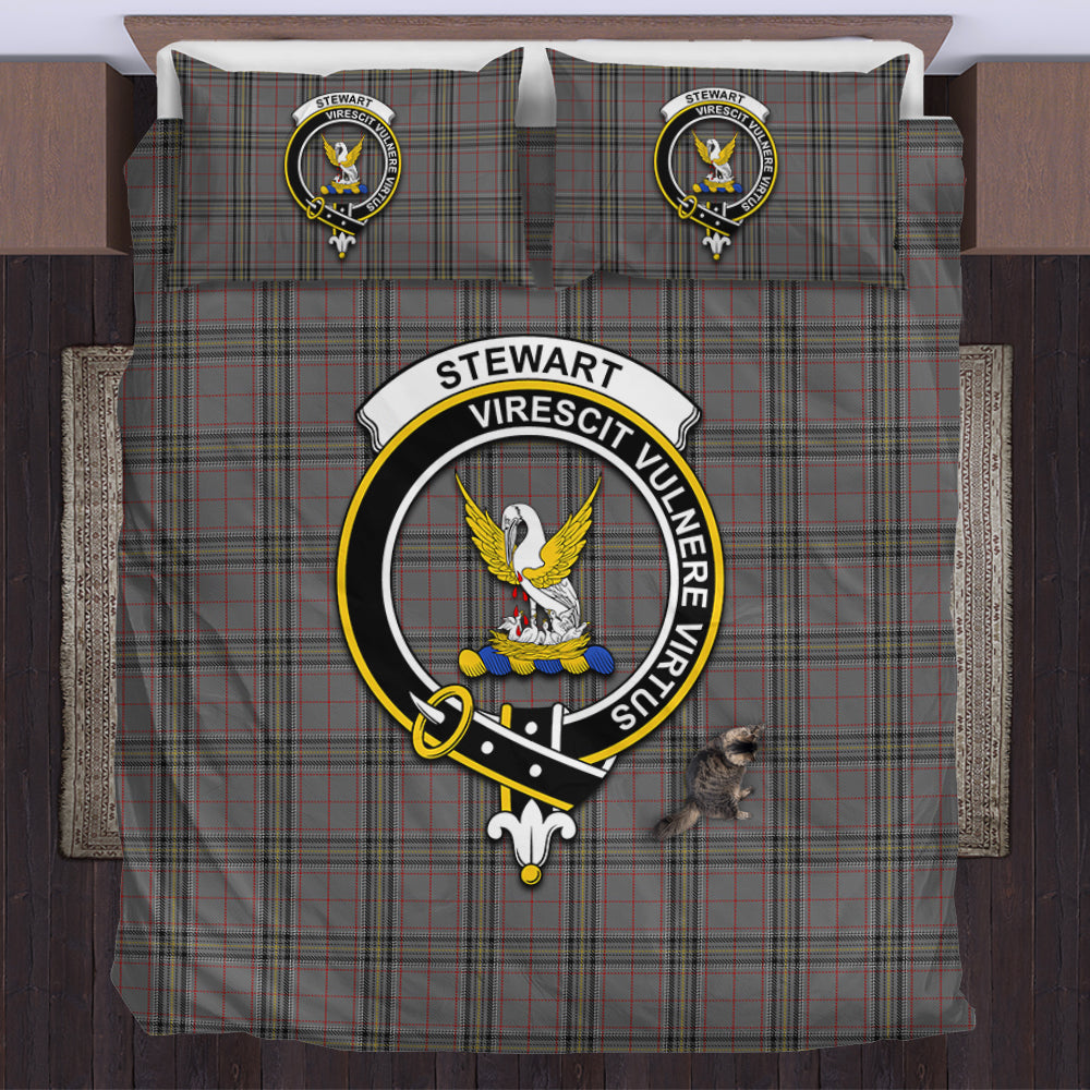 Stewart Grey Tartan Bedding Set with Family Crest US Bedding Set - Tartan Vibes Clothing