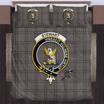 Stewart Grey Tartan Bedding Set with Family Crest