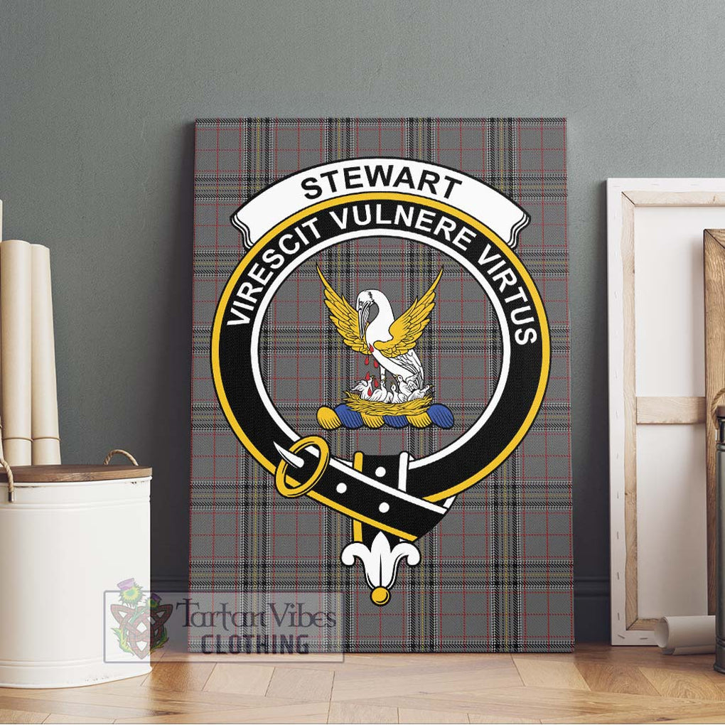 Stewart Grey Tartan Canvas Print Wall Art with Family Crest Without Frame - Tartan Vibes Clothing