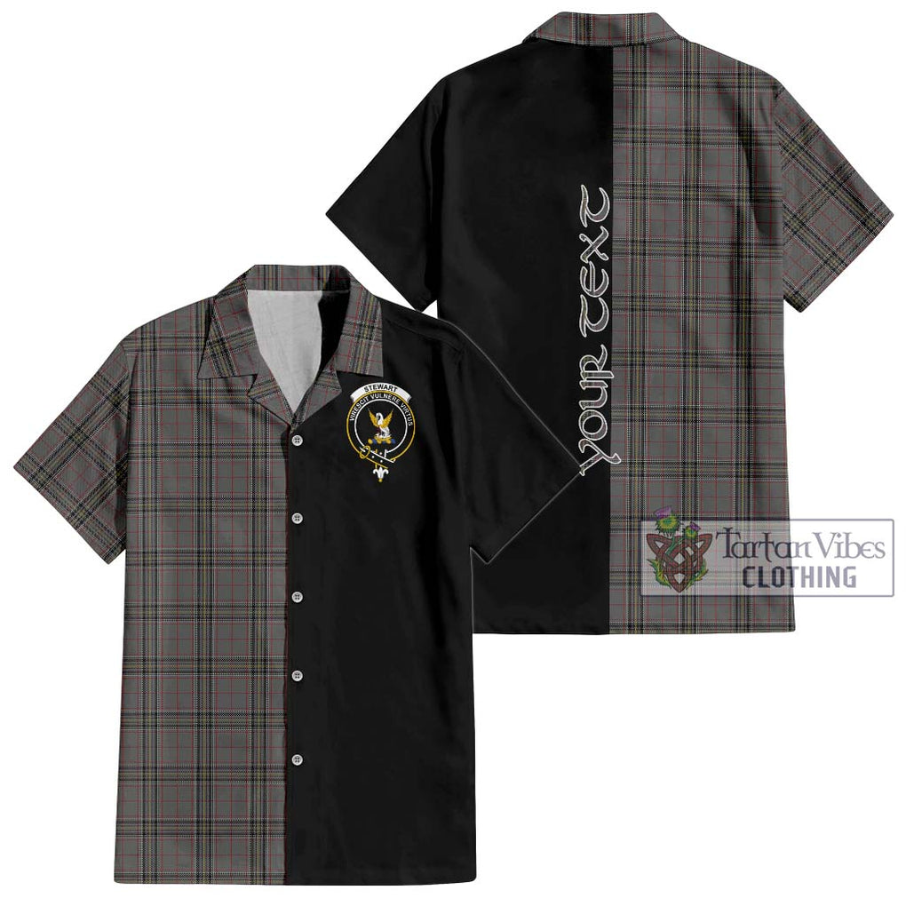 Stewart Grey Tartan Short Sleeve Button Shirt with Family Crest and Half Of Me Style Kid - Tartanvibesclothing Shop