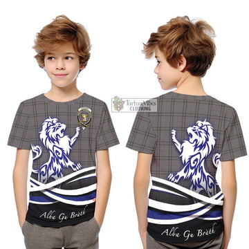 Stewart Grey Tartan Kid T-Shirt with Alba Gu Brath Regal Lion Emblem