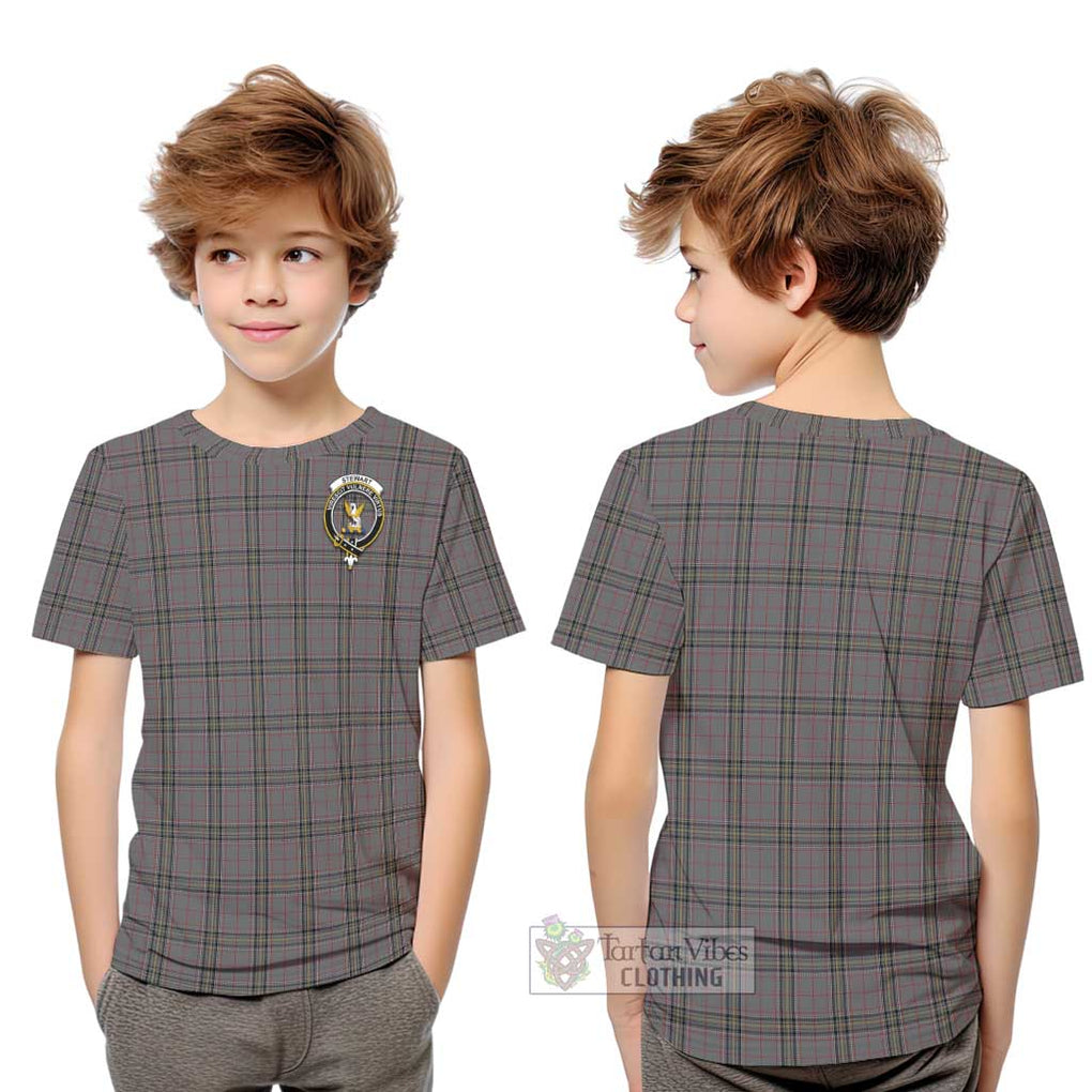 Stewart Grey Tartan Kid T-Shirt with Family Crest Youth XL Size14 - Tartanvibesclothing Shop