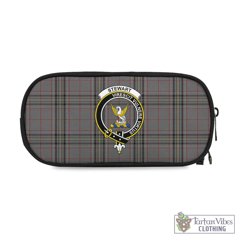 Tartan Vibes Clothing Stewart Grey Tartan Pen and Pencil Case with Family Crest