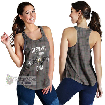 Stewart Grey Tartan Women's Racerback Tanks with Family Crest DNA In Me Style