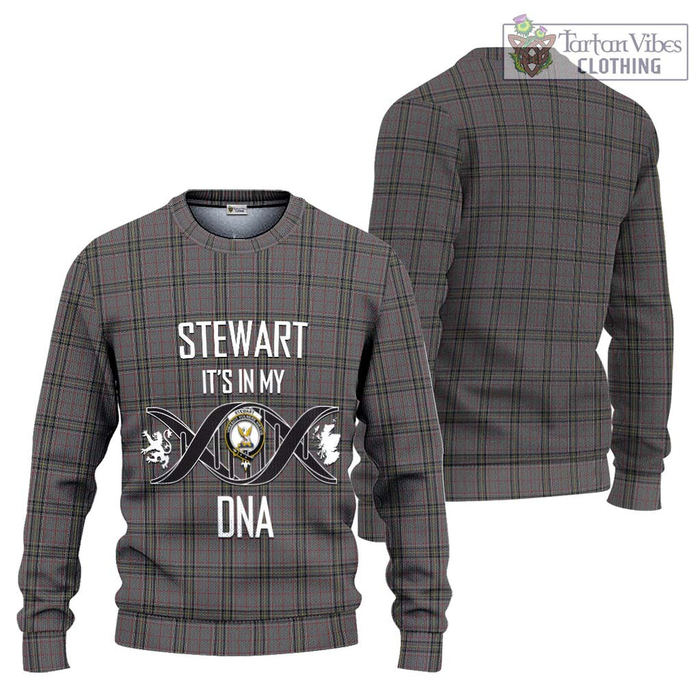 Stewart Grey Tartan Knitted Sweater with Family Crest DNA In Me Style Unisex - Tartanvibesclothing Shop