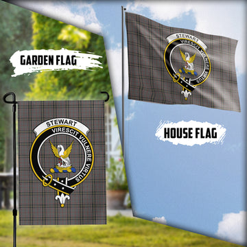 Stewart Grey Tartan Flag with Family Crest