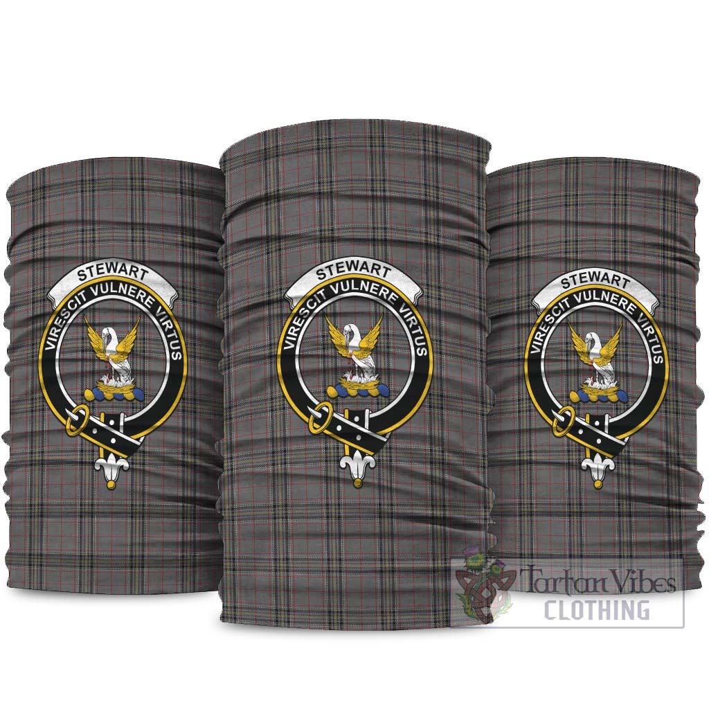 Stewart Grey Tartan Neck Gaiters, Tartan Bandanas, Tartan Head Band with Family Crest