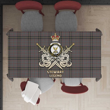 Stewart Grey Tartan Tablecloth with Clan Crest and the Golden Sword of Courageous Legacy