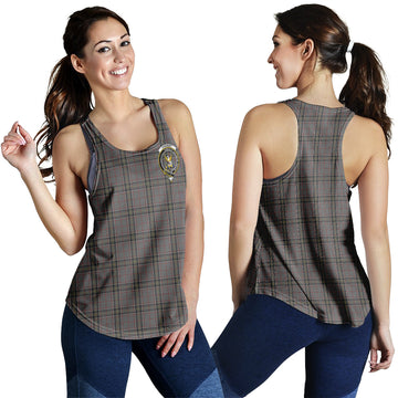 Stewart Grey Tartan Women Racerback Tanks with Family Crest