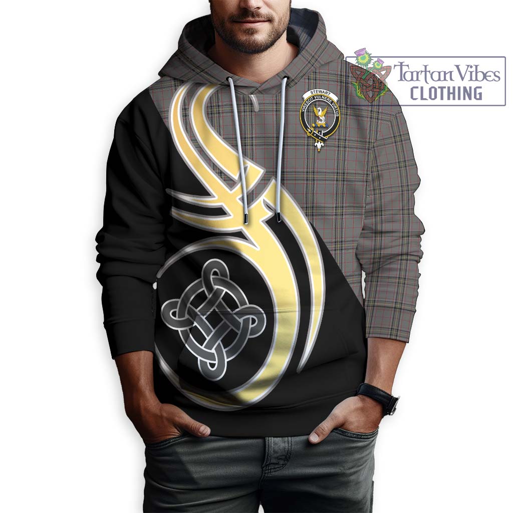 Stewart Grey Tartan Hoodie with Family Crest and Celtic Symbol Style Zip Hoodie - Tartan Vibes Clothing