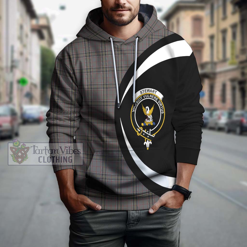 Stewart Grey Tartan Hoodie with Family Crest Circle Style Zip Hoodie - Tartan Vibes Clothing