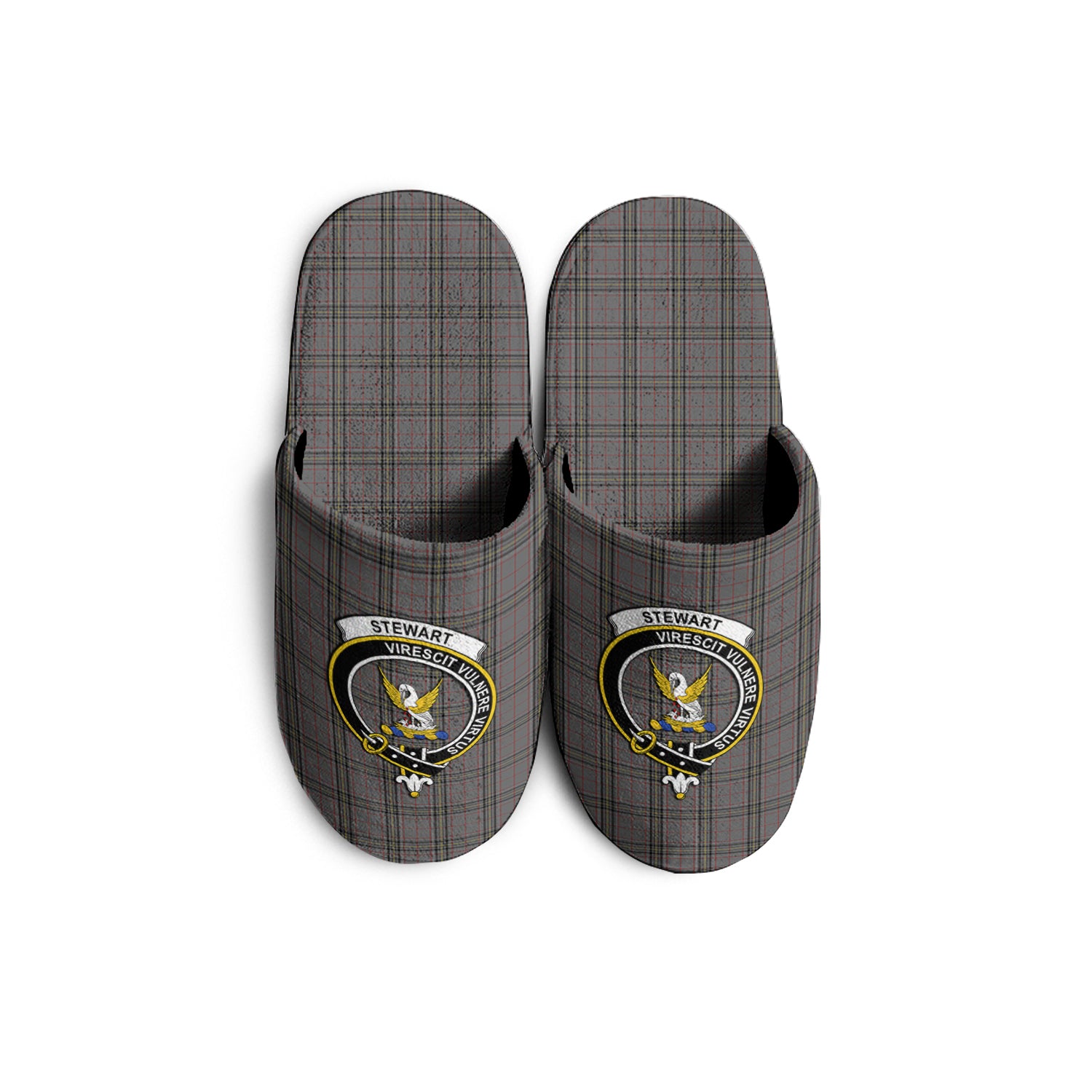 Stewart Grey Tartan Home Slippers with Family Crest KIDS - Tartan Vibes Clothing