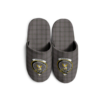 Stewart Grey Tartan Home Slippers with Family Crest