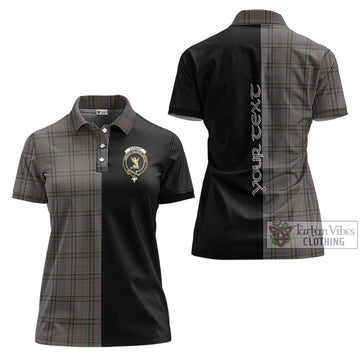 Stewart Grey Tartan Women's Polo Shirt with Family Crest and Half Of Me Style