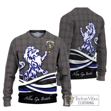 Stewart Grey Tartan Ugly Sweater with Alba Gu Brath Regal Lion Emblem