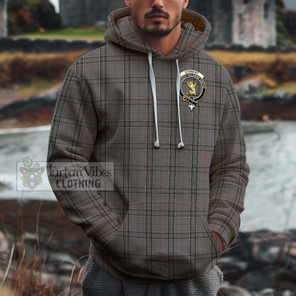 Stewart Grey Tartan Cotton Hoodie with Family Crest Pullover Hoodie XS - Tartan Vibes Clothing