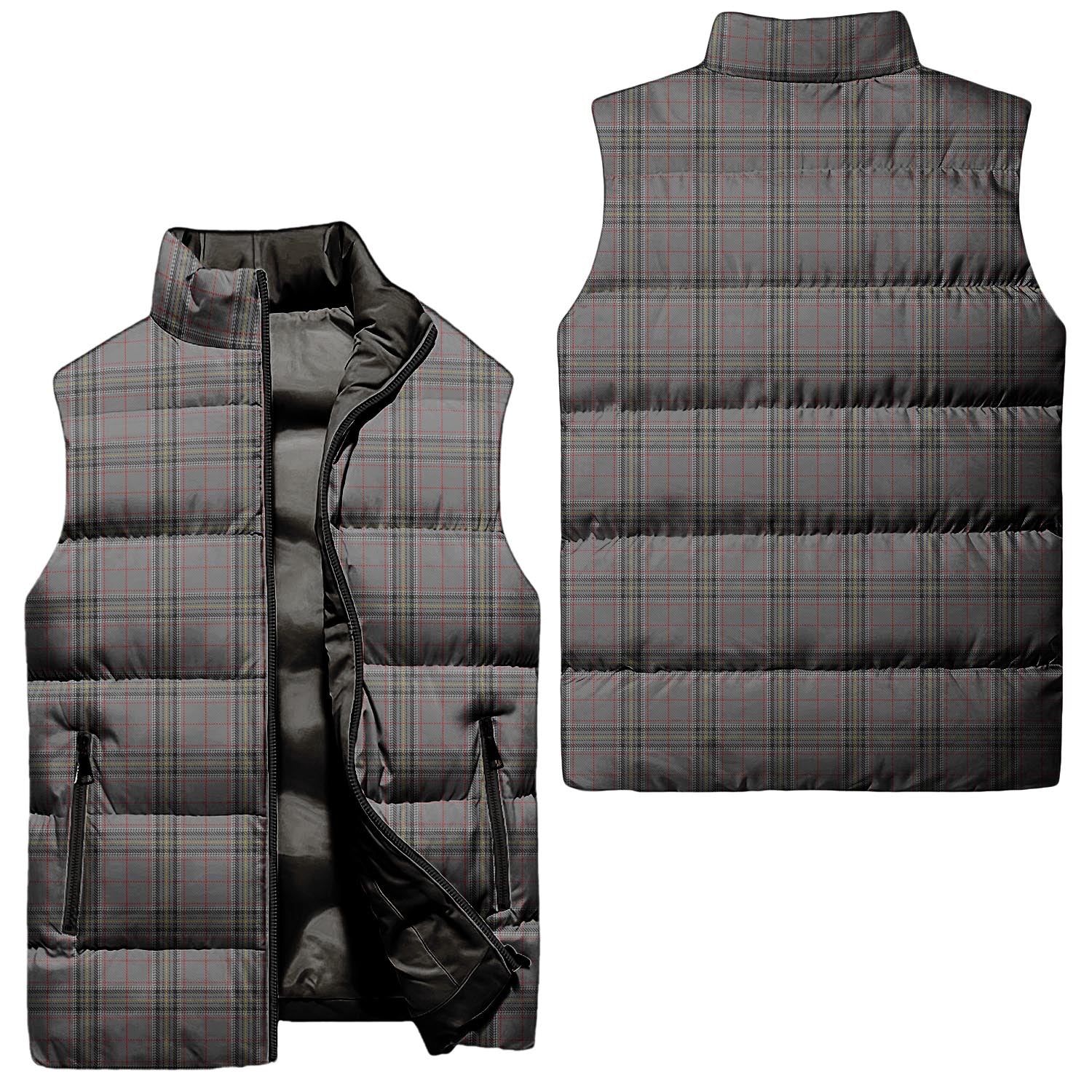 Stewart Grey Tartan Sleeveless Puffer Jacket Unisex - Tartanvibesclothing