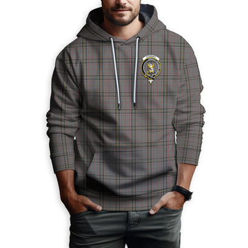 Stewart Grey Tartan Hoodie with Family Crest