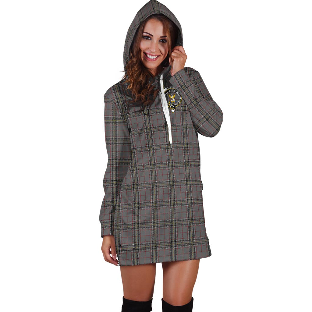 Stewart Grey Tartan Hoodie Dress with Family Crest - Tartan Vibes Clothing