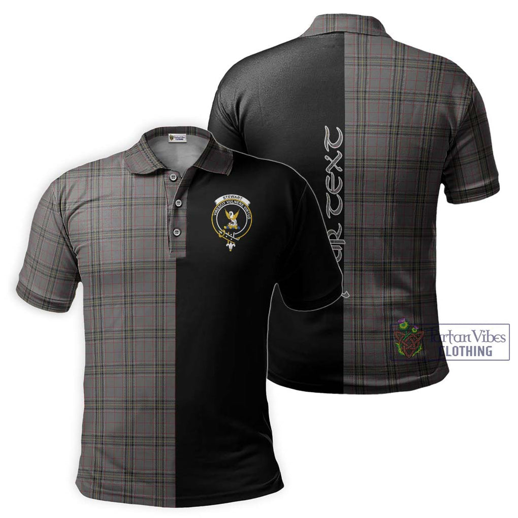 Stewart Grey Tartan Polo Shirt with Family Crest and Half Of Me Style Kid - Tartanvibesclothing Shop