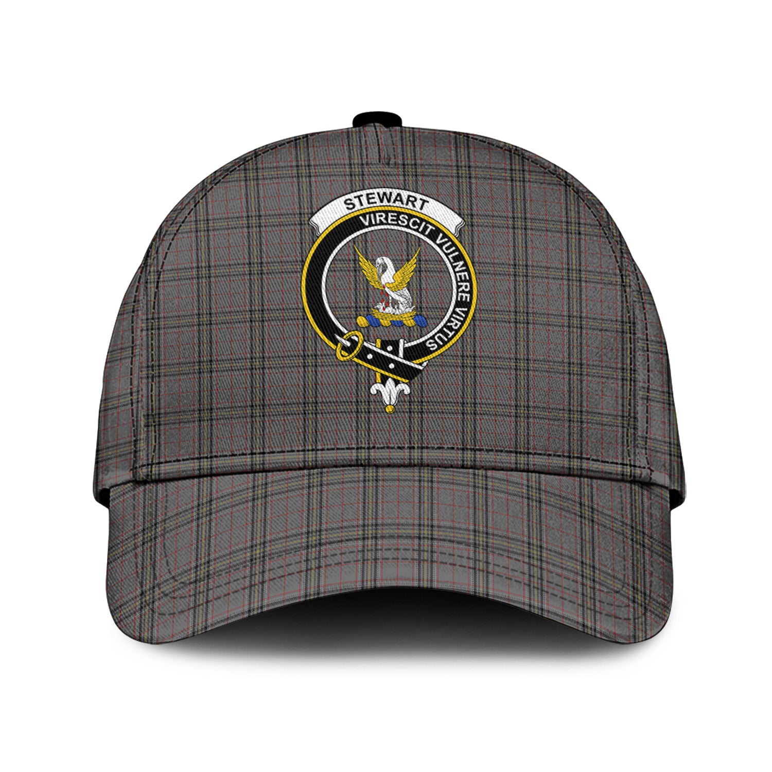 Stewart Grey Tartan Classic Cap with Family Crest Classic Cap Universal Fit - Tartan Vibes Clothing