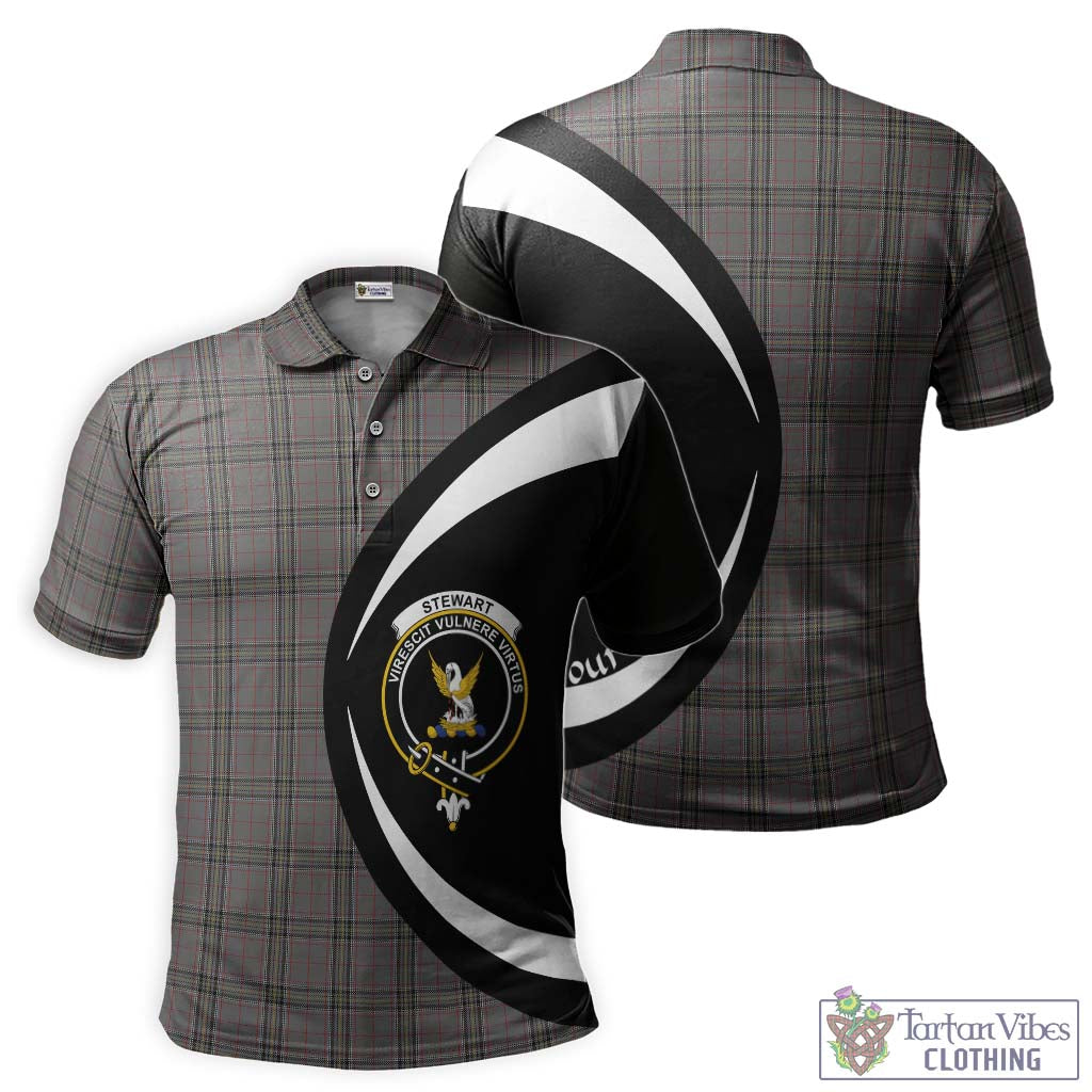 Stewart Grey Tartan Men's Polo Shirt with Family Crest Circle Style Kid - Tartan Vibes Clothing