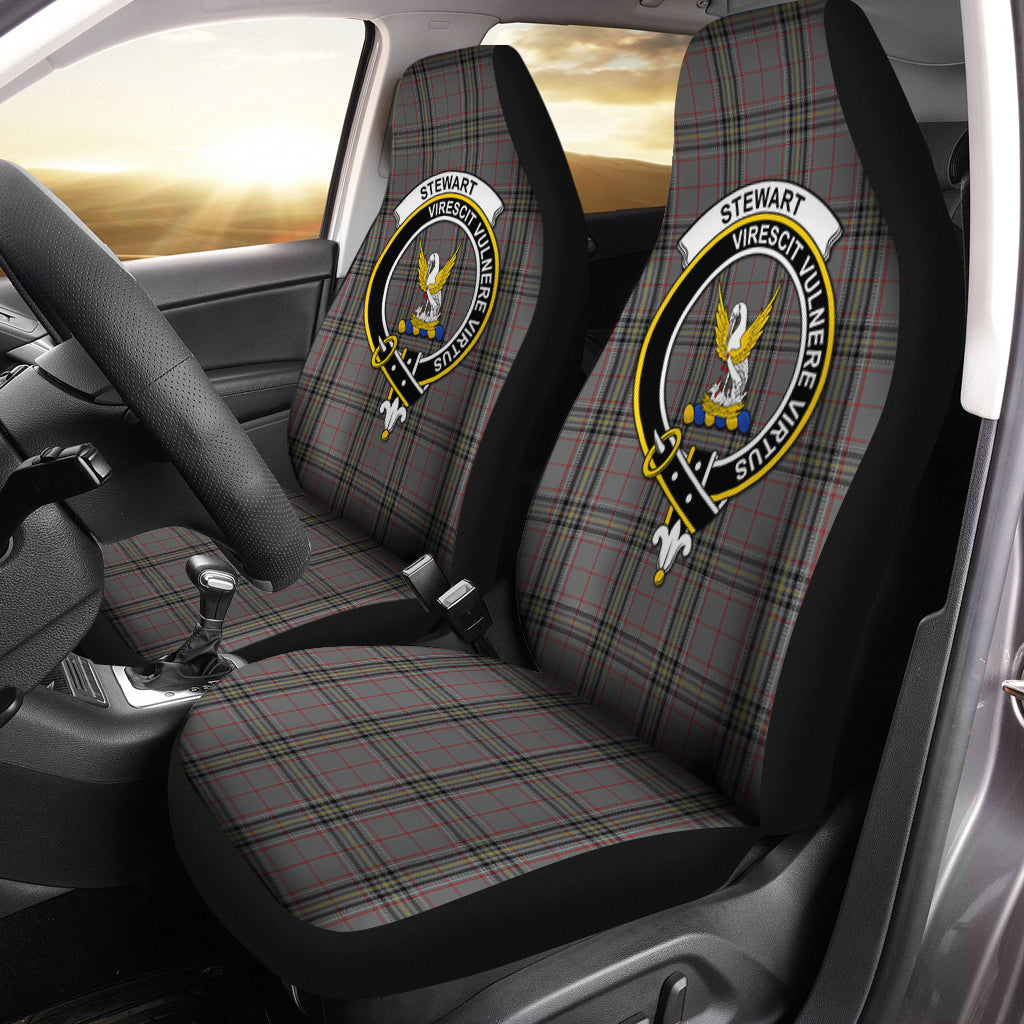 Stewart Grey Tartan Car Seat Cover with Family Crest One Size - Tartanvibesclothing