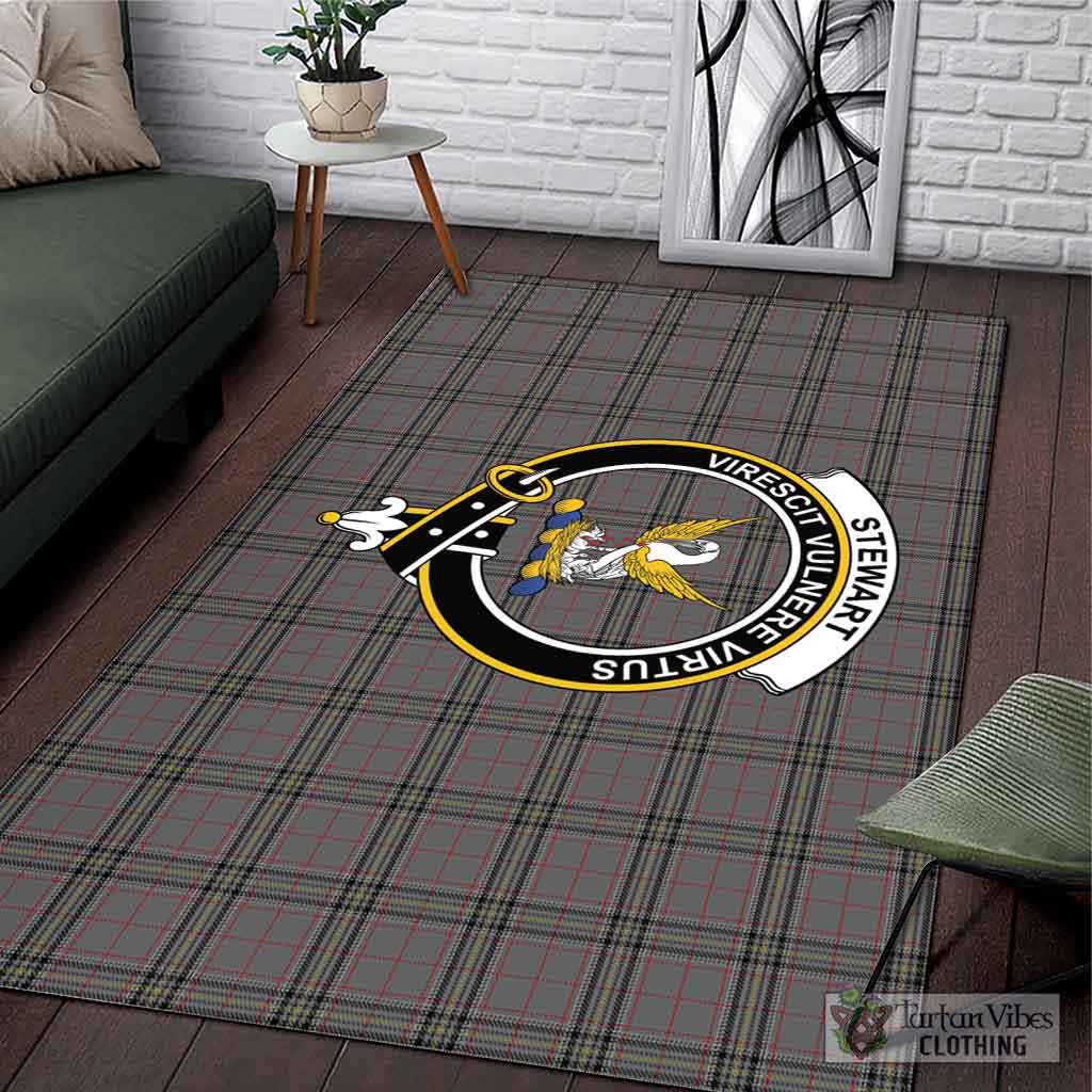 Tartan Vibes Clothing Stewart Grey Tartan Area Rug with Family Crest