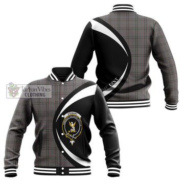 Stewart Grey Tartan Baseball Jacket with Family Crest Circle Style